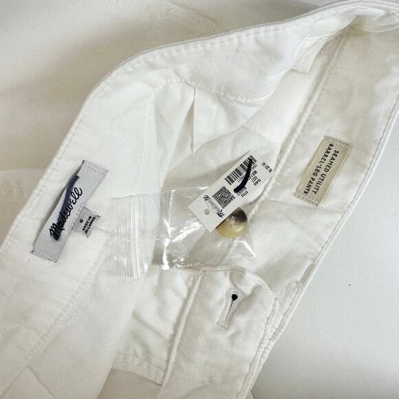 Madewell The Barrel Leg Utility Pant Garment Dyed Twill White Cargo US 6 NWT - Picture 8 of 14